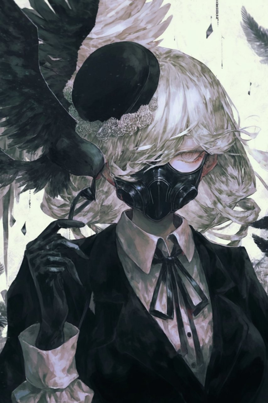 ai绘画作品分享:戴着防毒面具的少女