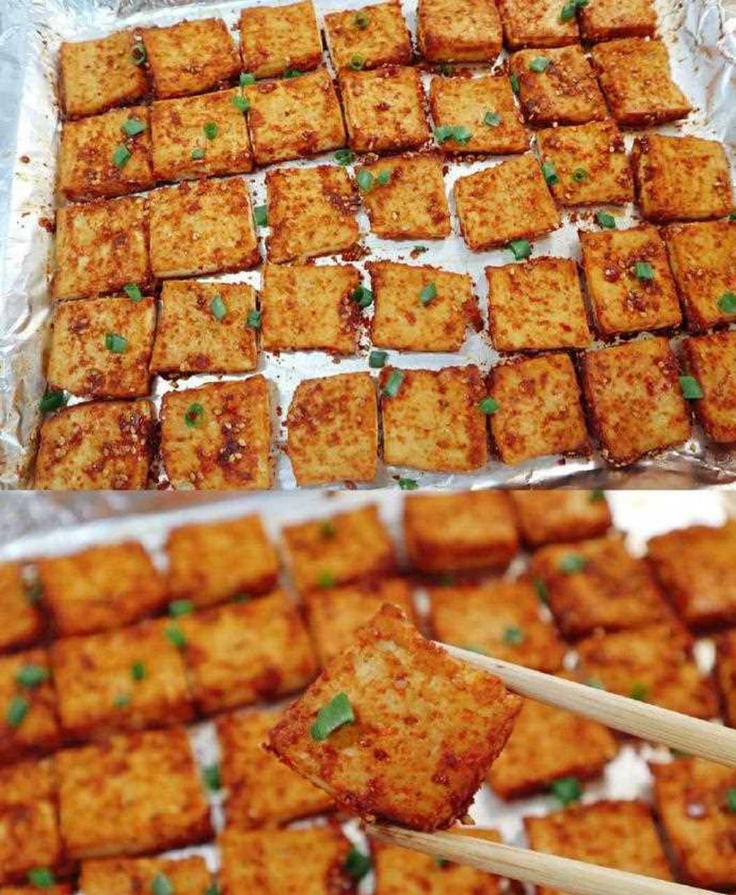 【烤箱版铁板烤豆腐】好吃热.量低[咒骂] 想吃了铁板豆腐了!