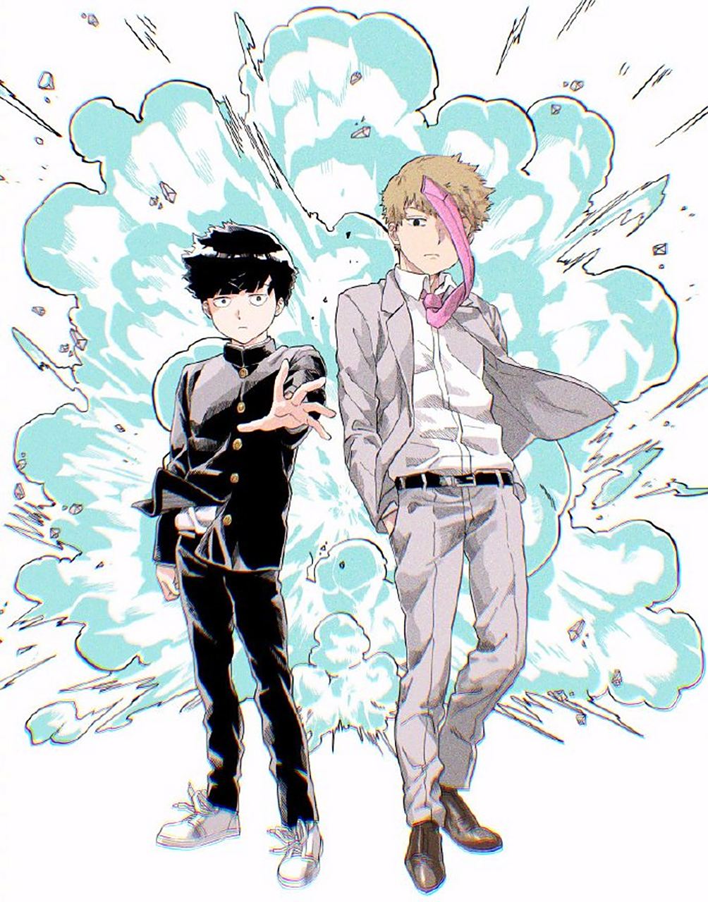 灵能百分百 好帅的师徒二人 twi:miuve_mob ​​​ #经典动漫#