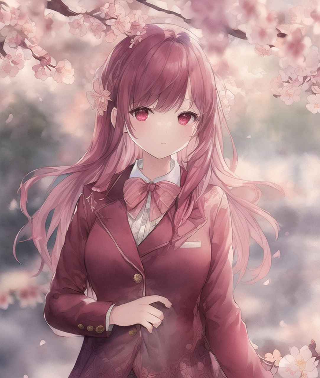 ai绘画分享:唯美樱花少女