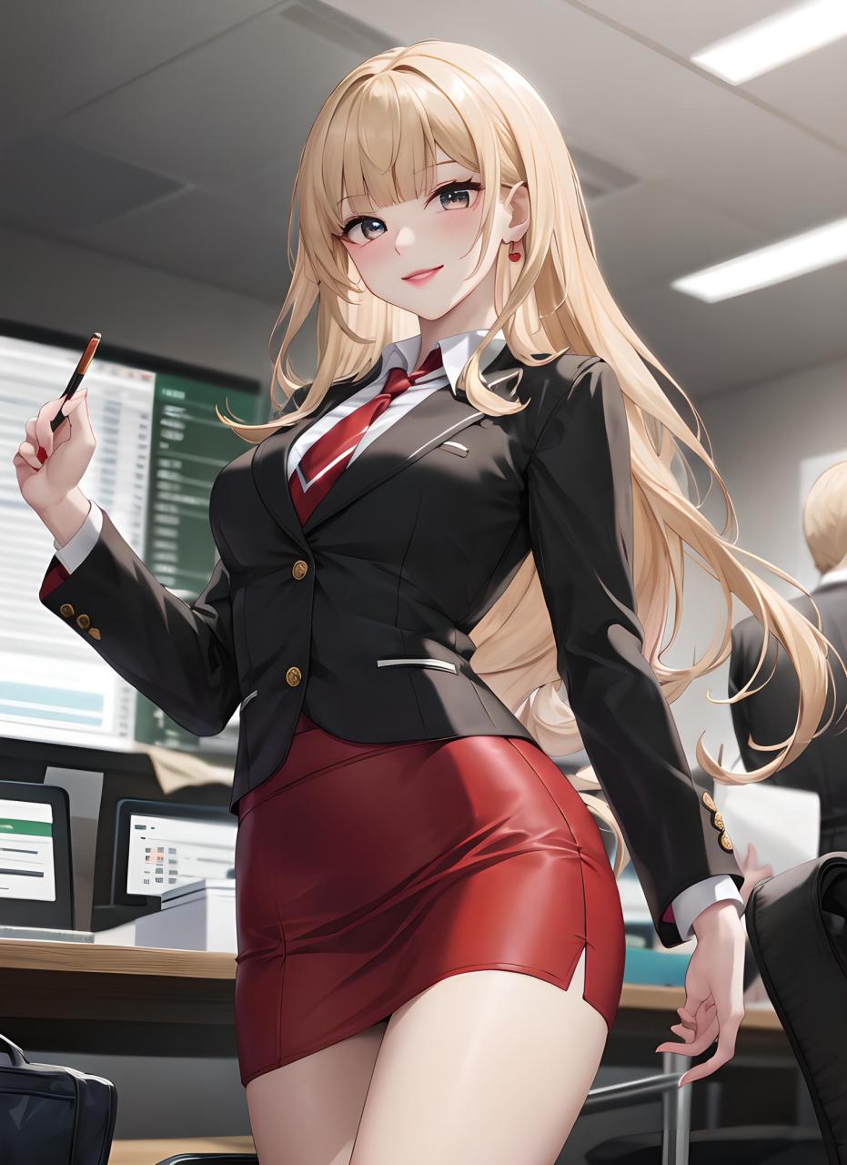 动漫壁纸:职场御姐系列 黑西装金发小姐姐,美丽成熟又不失可爱[开心]