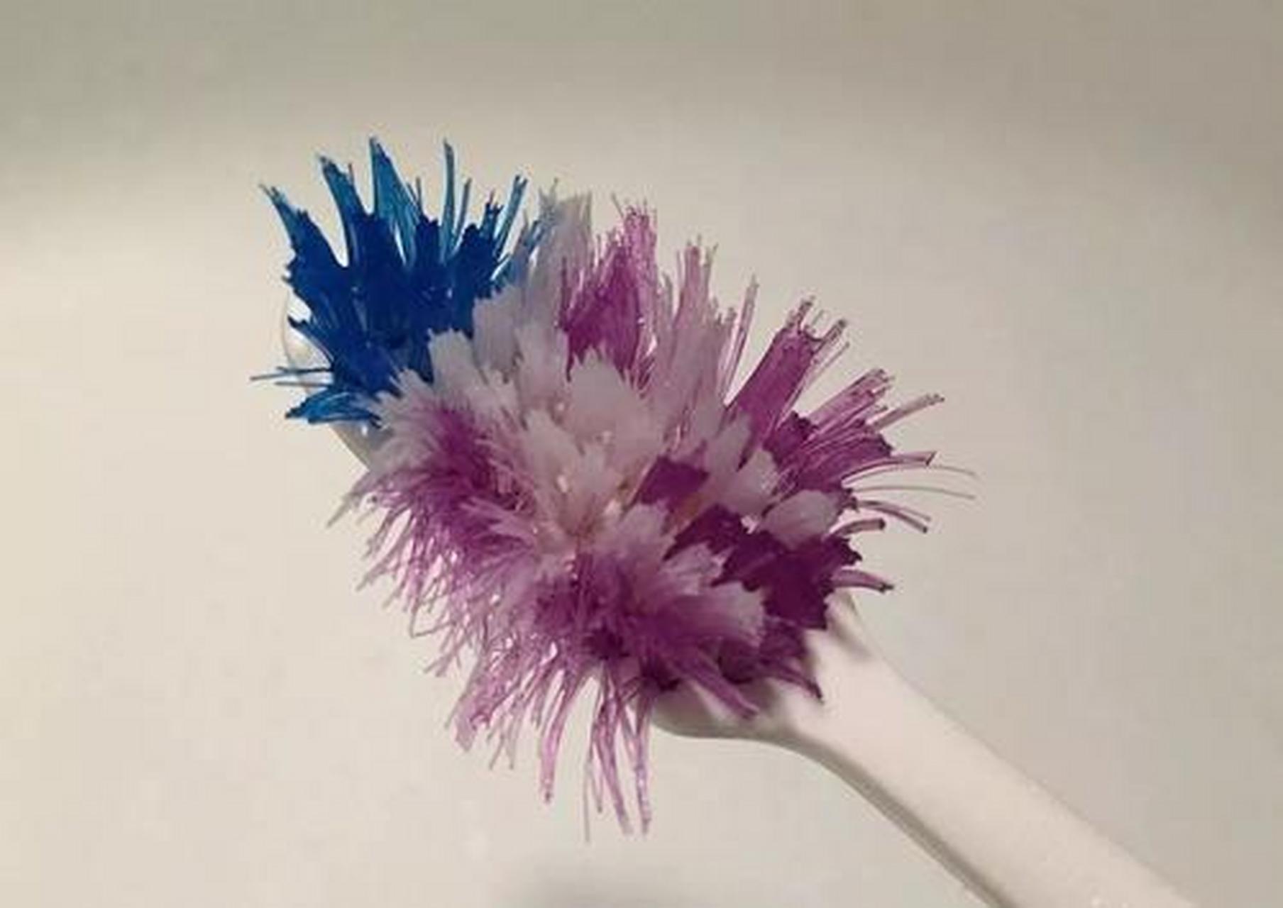 该换新的了】  牙刷使用了两三个月后"开花",是正常现象,但这时一定要