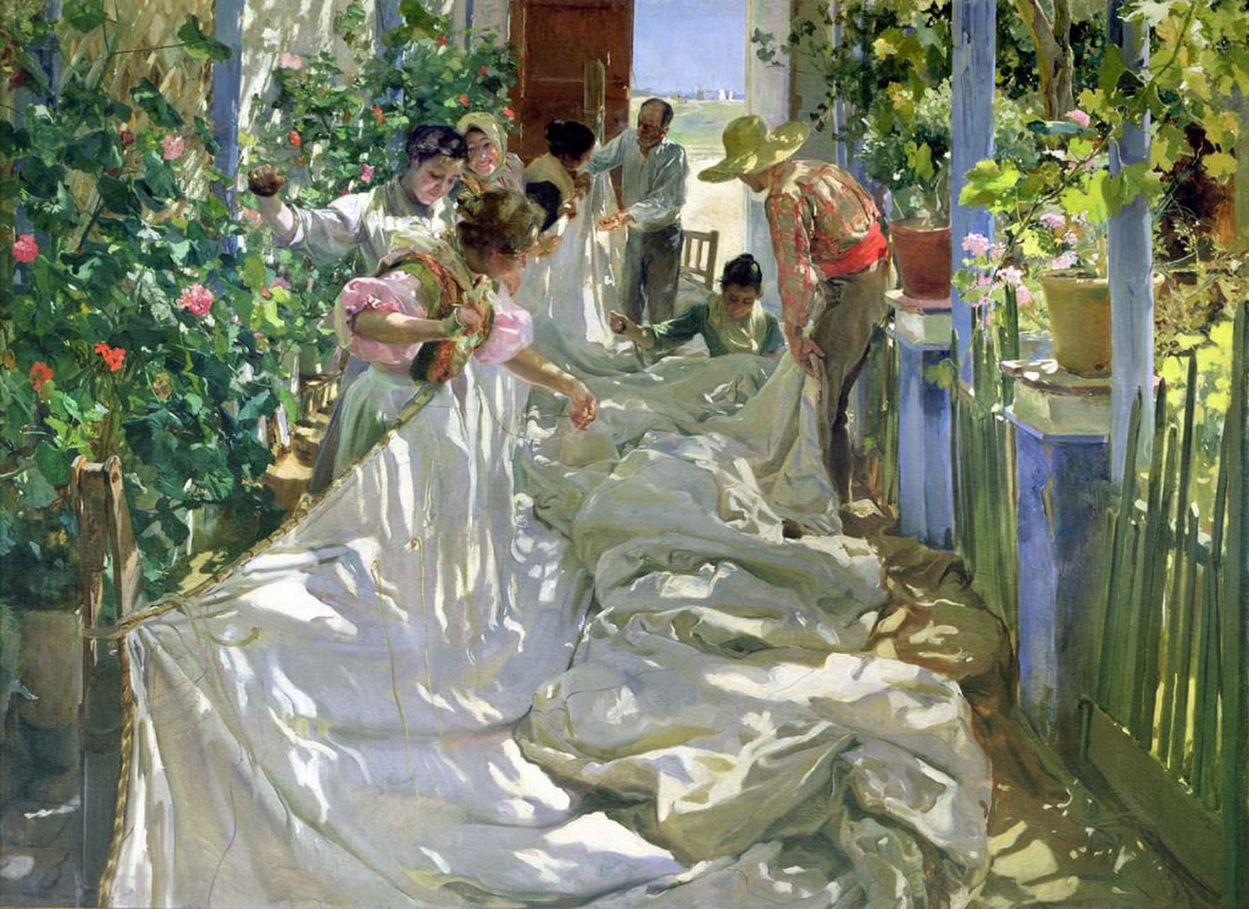 年,西班牙画家华金索罗拉(joaquín sorolla)创作了一幅名为"mending