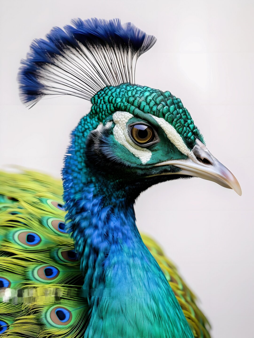 绘画素材1000集日更:孔雀头部特写  孔雀是一种非常美丽的鸟类,其头部