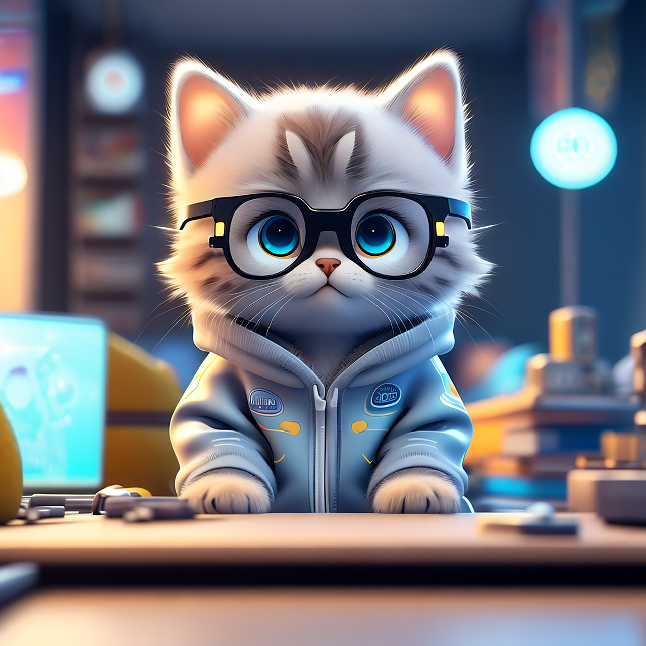 用文心一格画了一组热爱工作的小猫程序员头像,感谢用代码改变世界的