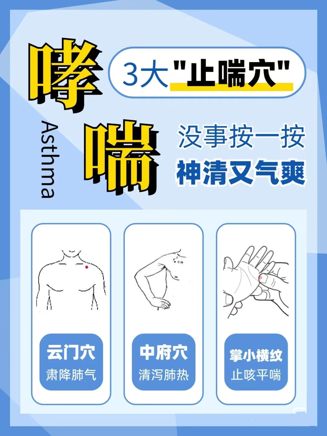 长按3个穴位止咳平喘不求人 人体有经络循环其