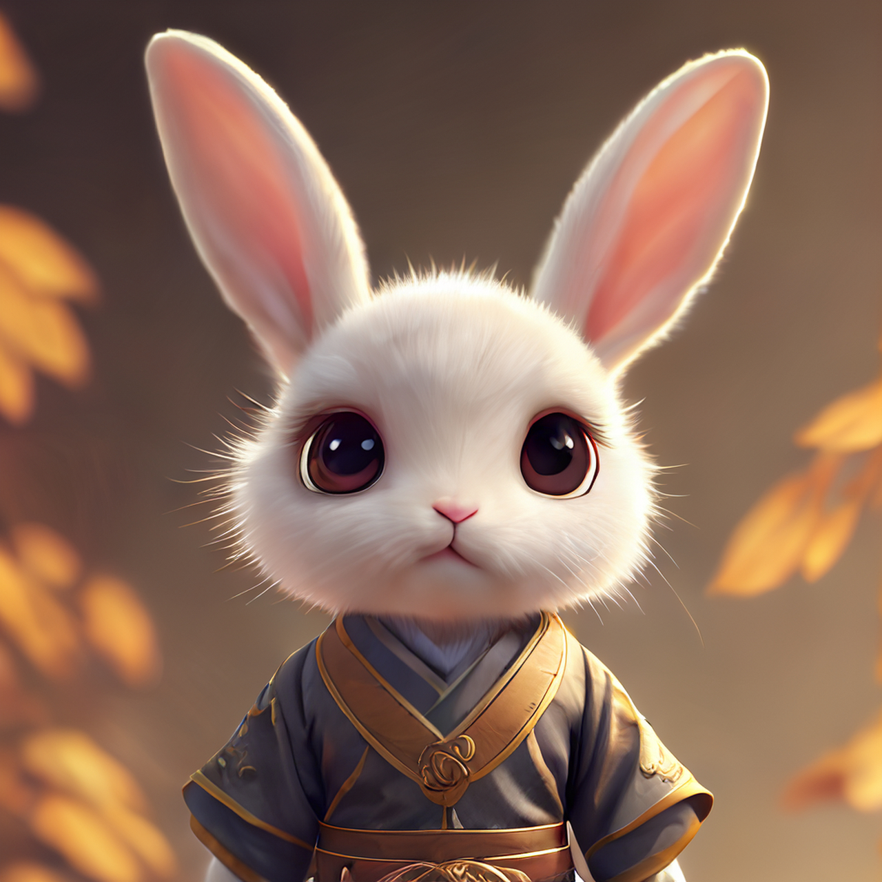 百度ai绘图黑科技#一只超可爱的拟人小兔子在中国汉服皮克斯风格