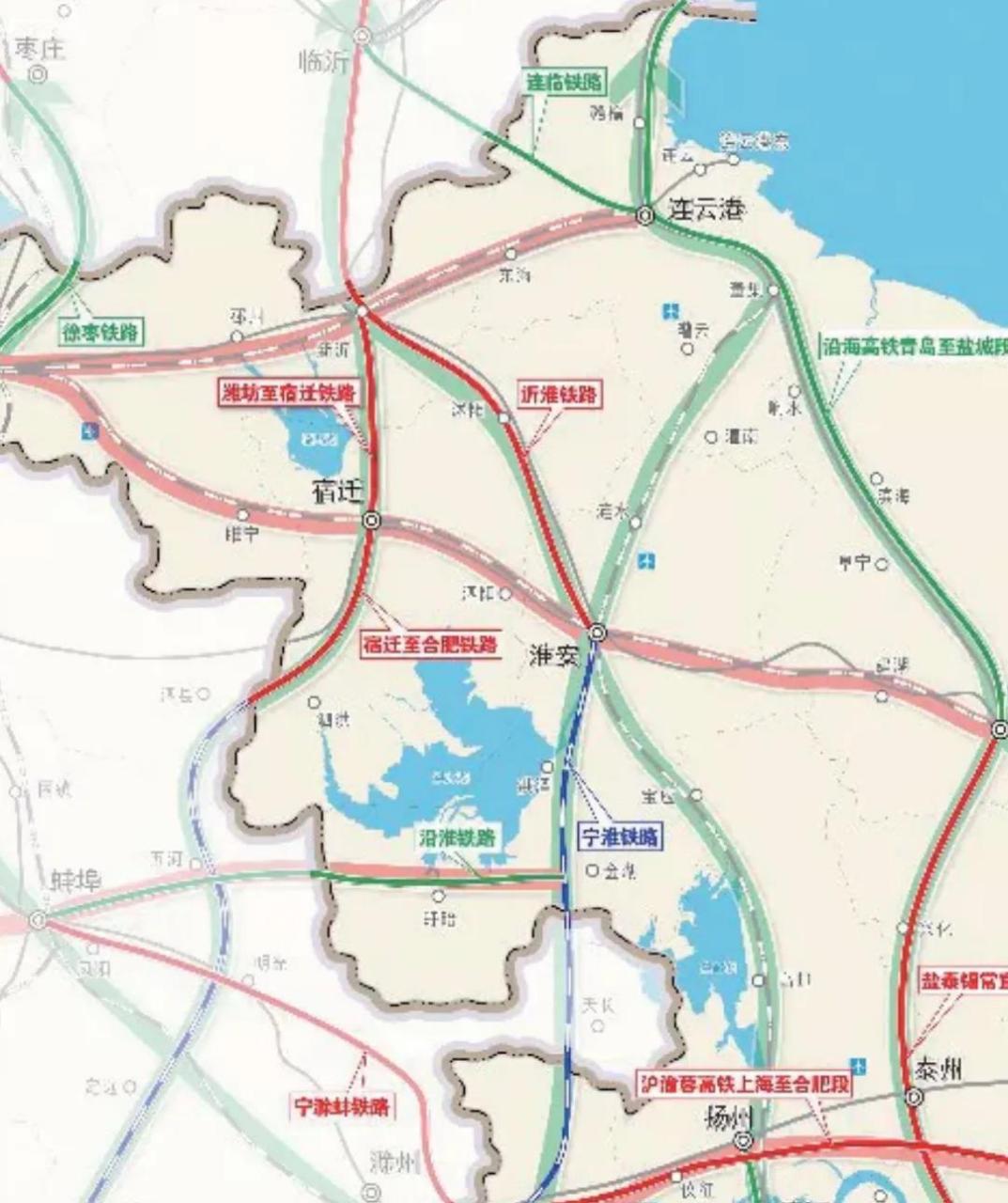 根据项目预可研报告,线路从规划的潍宿高铁新沂东站引出,向南经沭阳