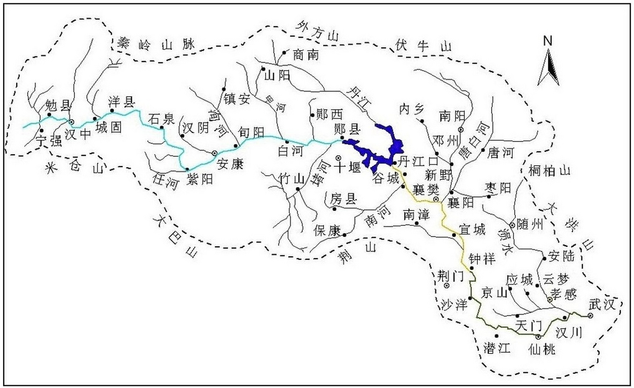 汉江水系分布图