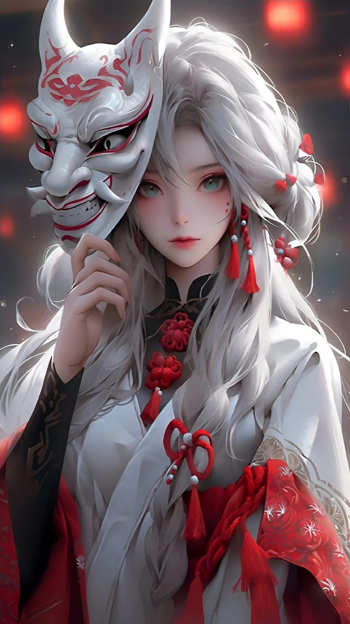 精美插画女生高清壁纸|暗丧系鬼面篇 676767 #古风插画