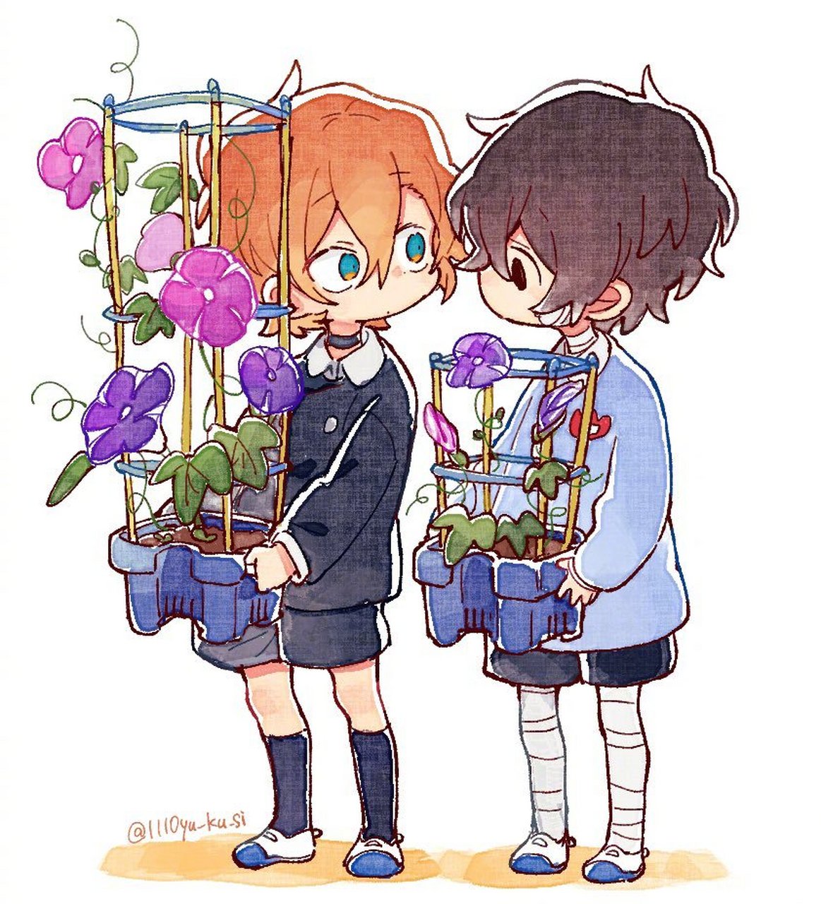 文豪野犬# 这个画风的双黑也太可爱了吧[温暖] twi:1110yu_ku_si