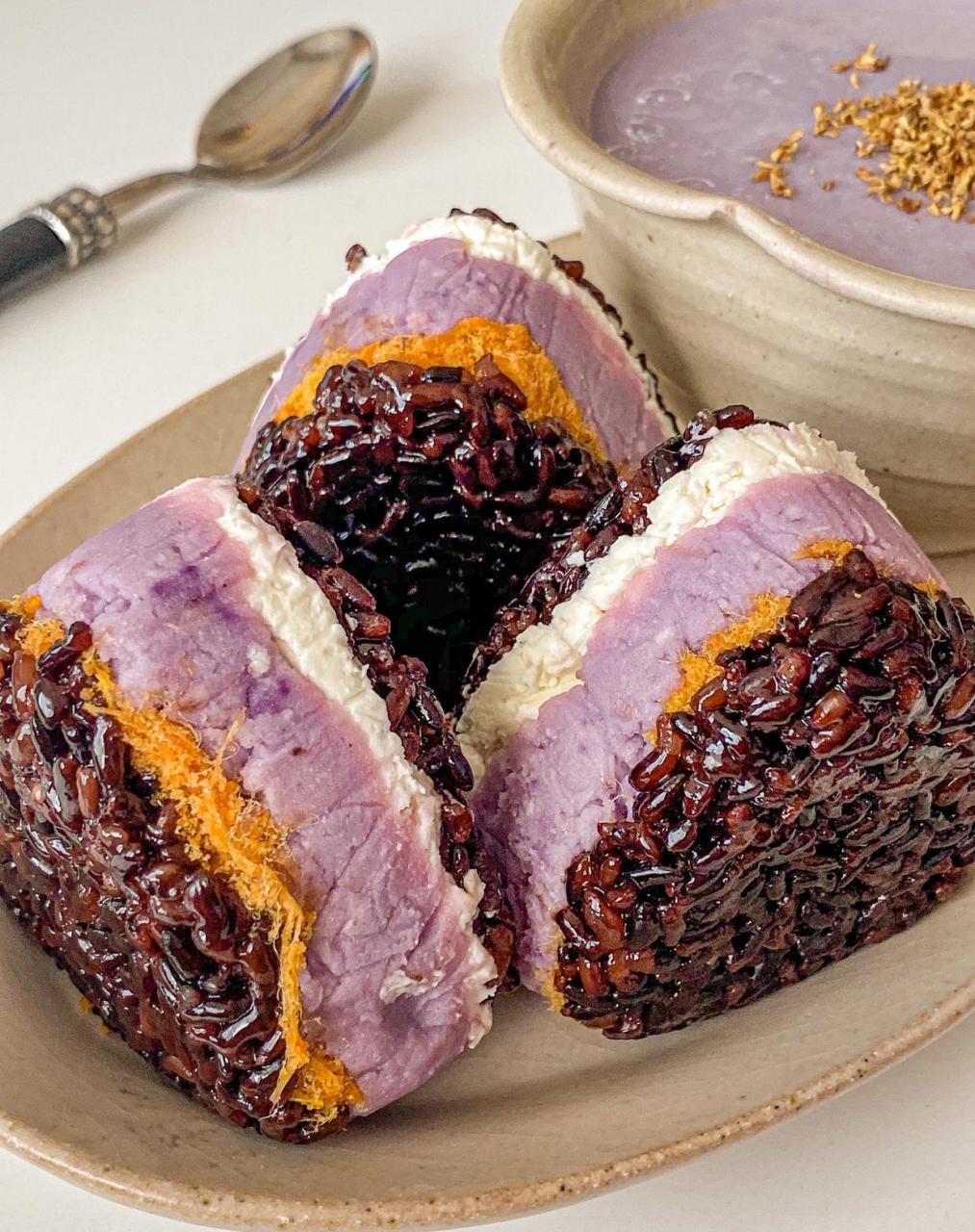 中式早餐02|低卡血糯米芋泥奶砖77芋泥圆子粥|||中式早餐也可以很