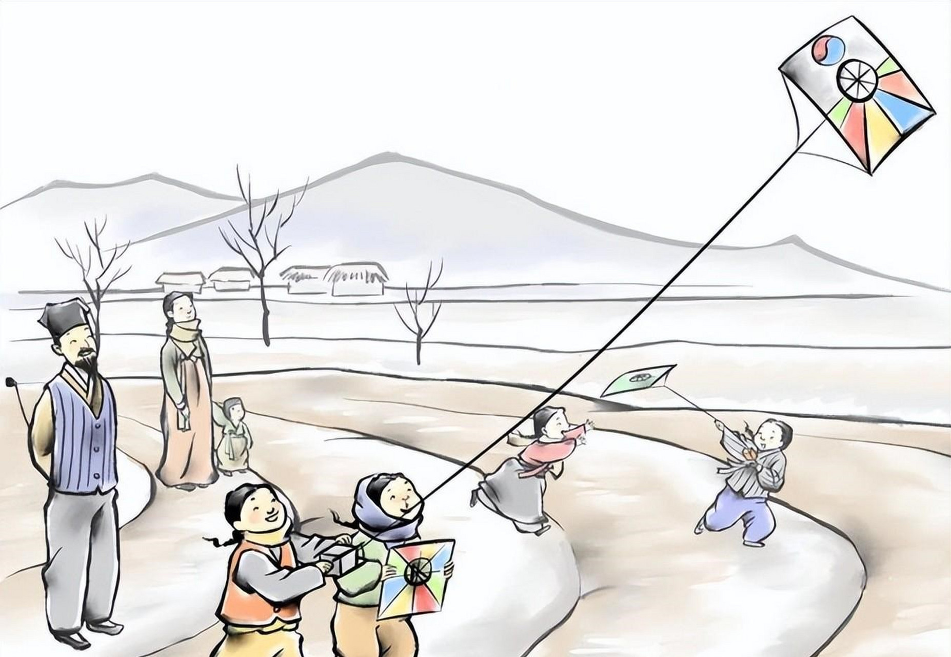 清明节放风筝漫画图片