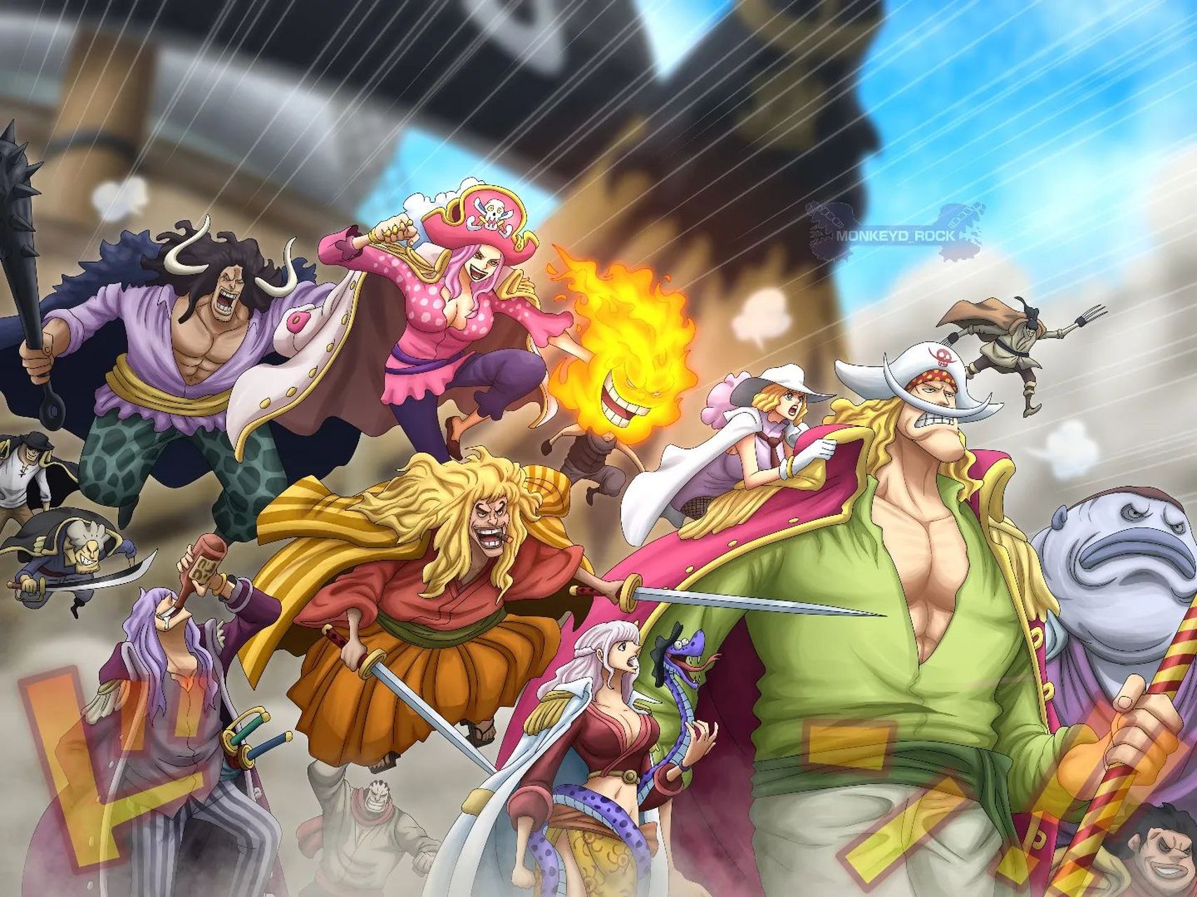 海贼王1096话同人上色图,神之谷大战打响,洛克斯海贼团登场,改变世界