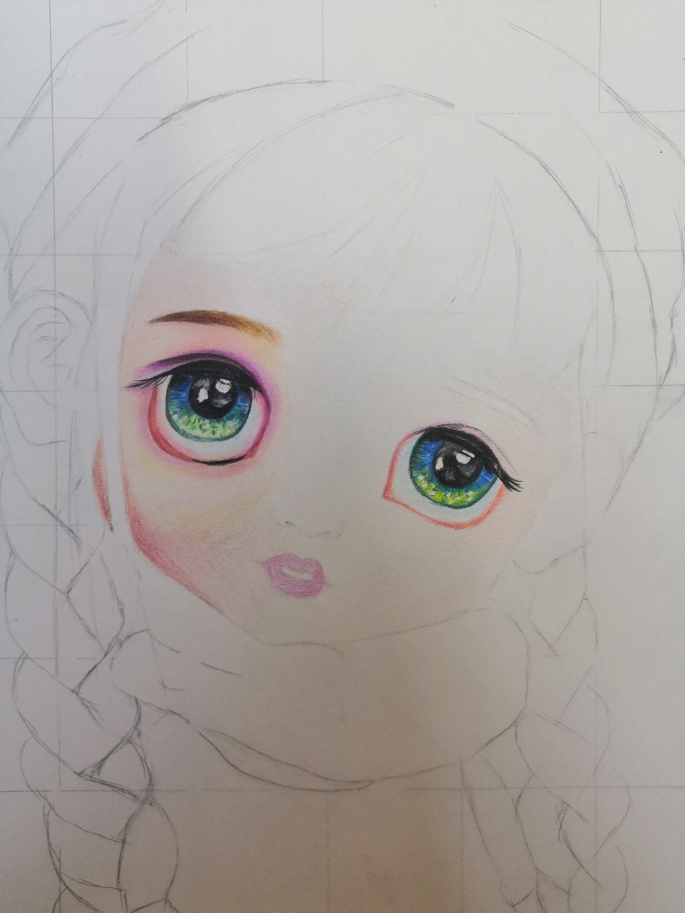 手绘彩铅插画 原创彩铅手绘 今天用彩铅画了一个小布娃娃,针织纹理不