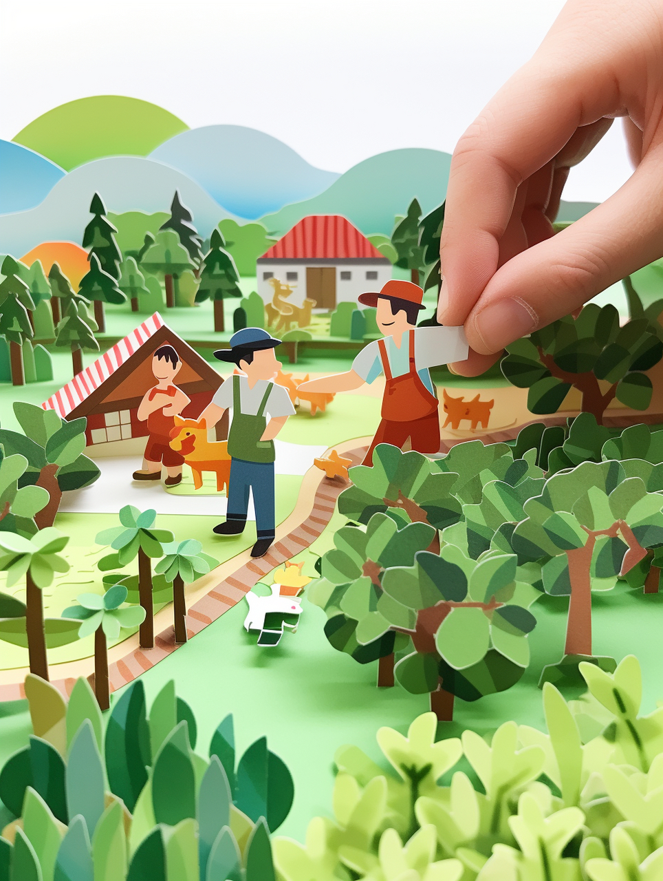 剪纸画农场!#ai绘画# #手工折纸