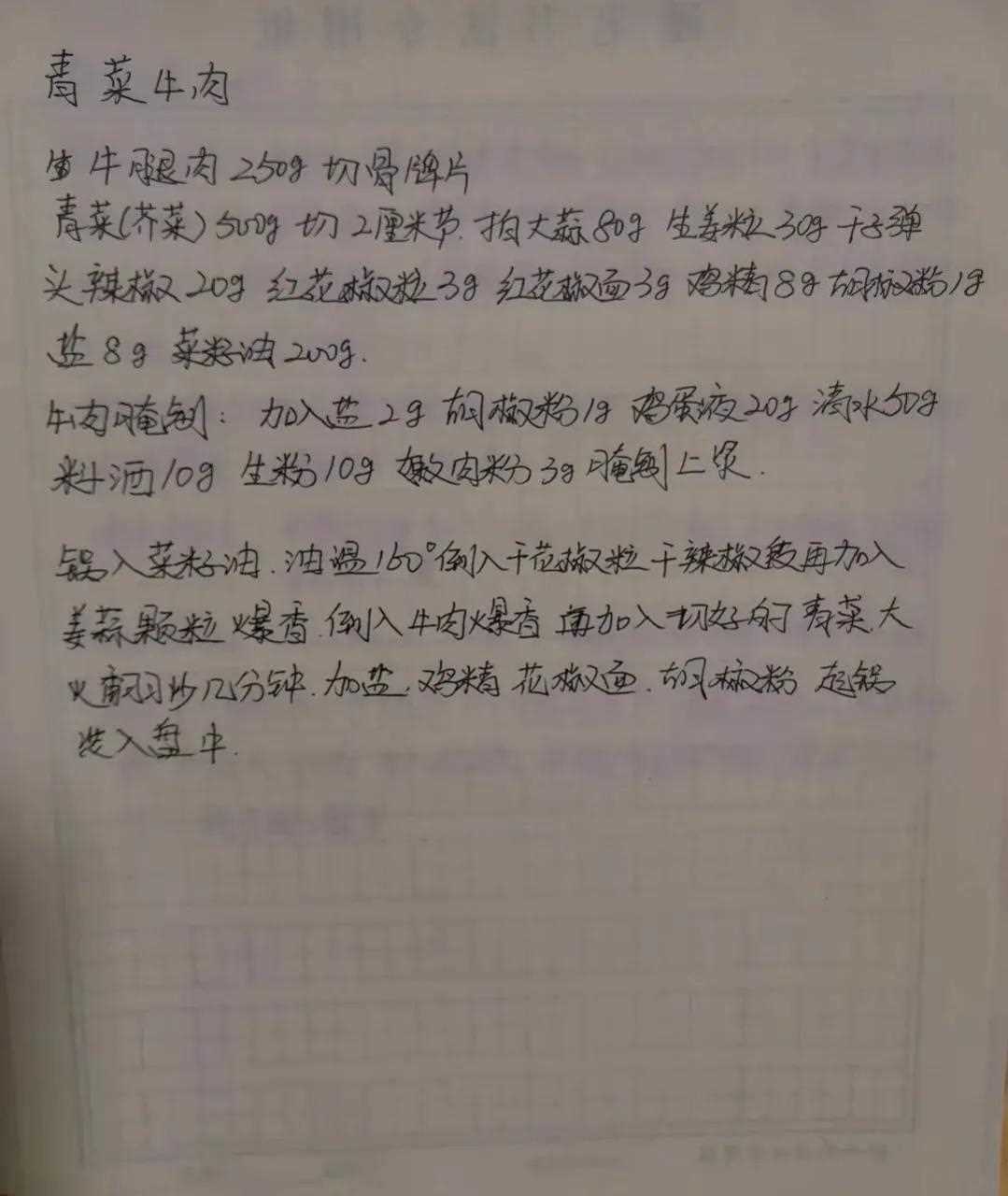重庆江湖菜技术配方手写笔记