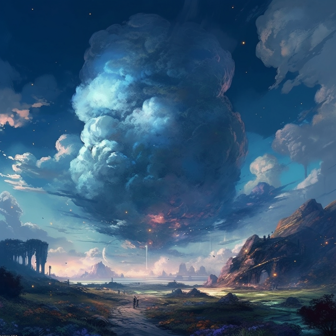 风景壁纸# #ai绘图#   魔幻的天空!