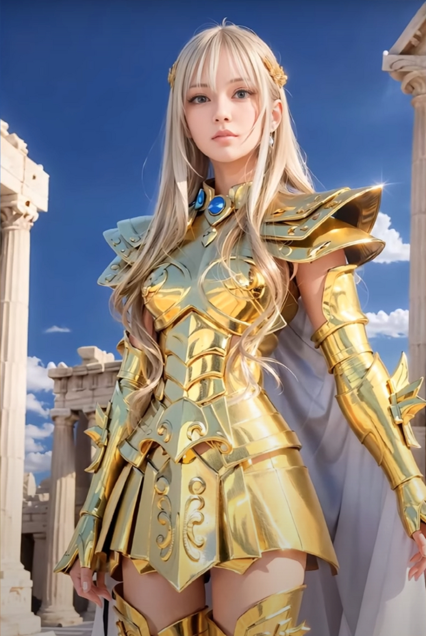我使用ai绘画工具创作了黄金圣斗士的真人版美女形象.