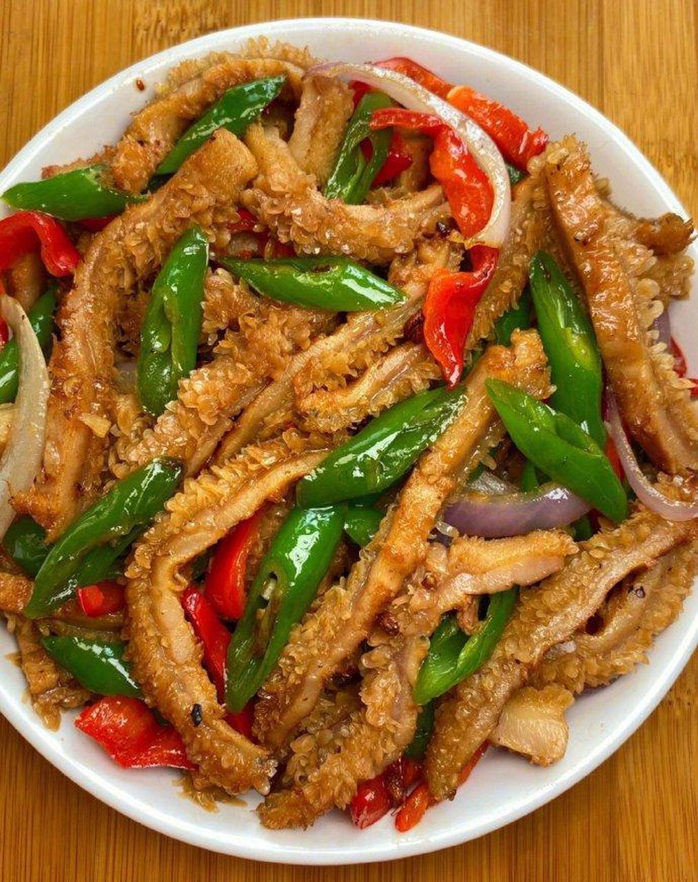 家常菜|超级香的青椒炒毛肚[饞嘴]