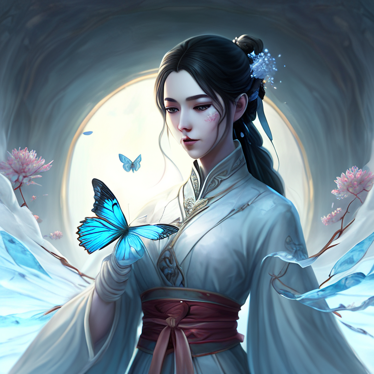 冰影玲珑想仍旧,梦为庄蝶认香来.清新,宁静,恬静#百度ai绘图黑科技