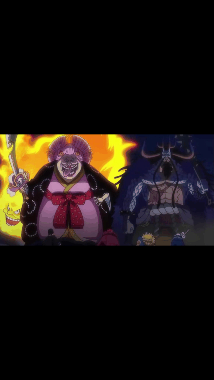 gif创作人#  海贼王1021集:百兽凯多的人兽形态曝光了,基拉很嚣张,第