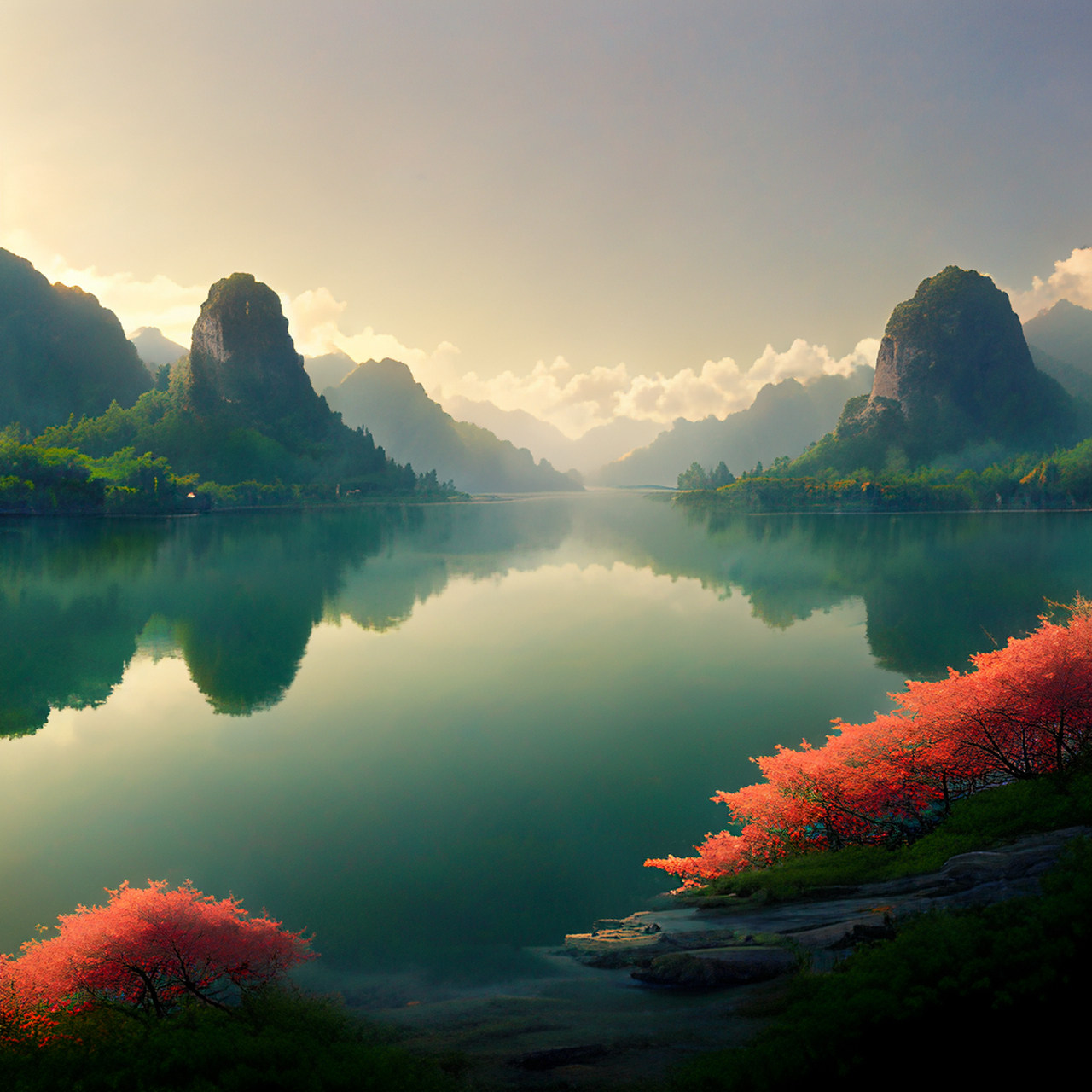 高清壁纸,林布兰光,古风绘画,中国风,描绘古诗词,古典美.