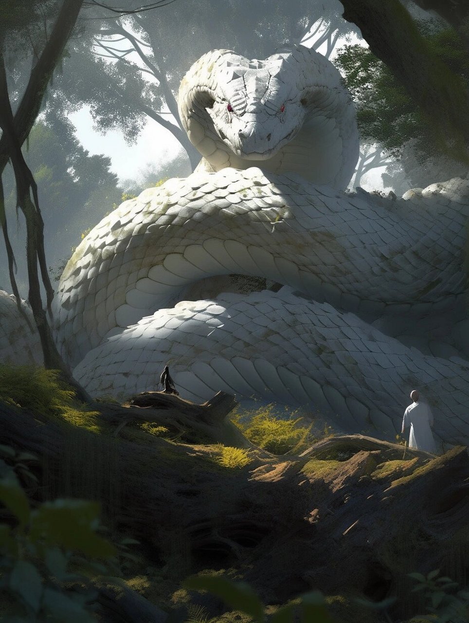 神农架禁区,惊现万年白蟒  它光彩夺目,如彩虹般斑斓,身姿壮丽,令人们