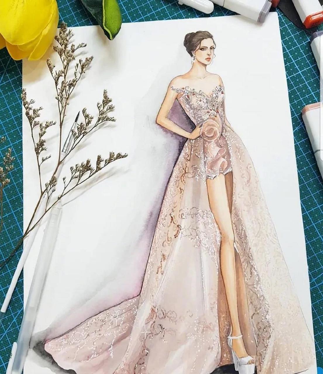 如梦如幻的婚纱手绘?也太好看了吧[吃鲸]