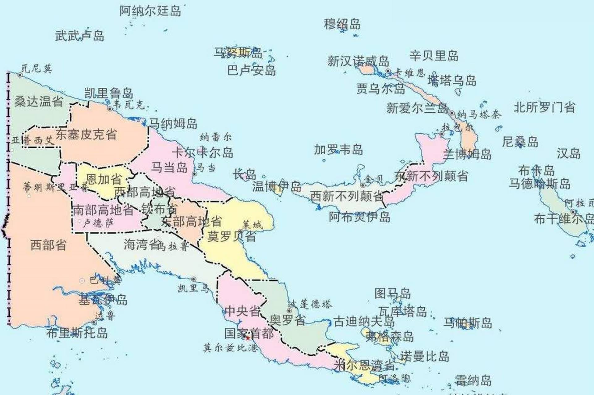 巴布亚新几内亚行政地图