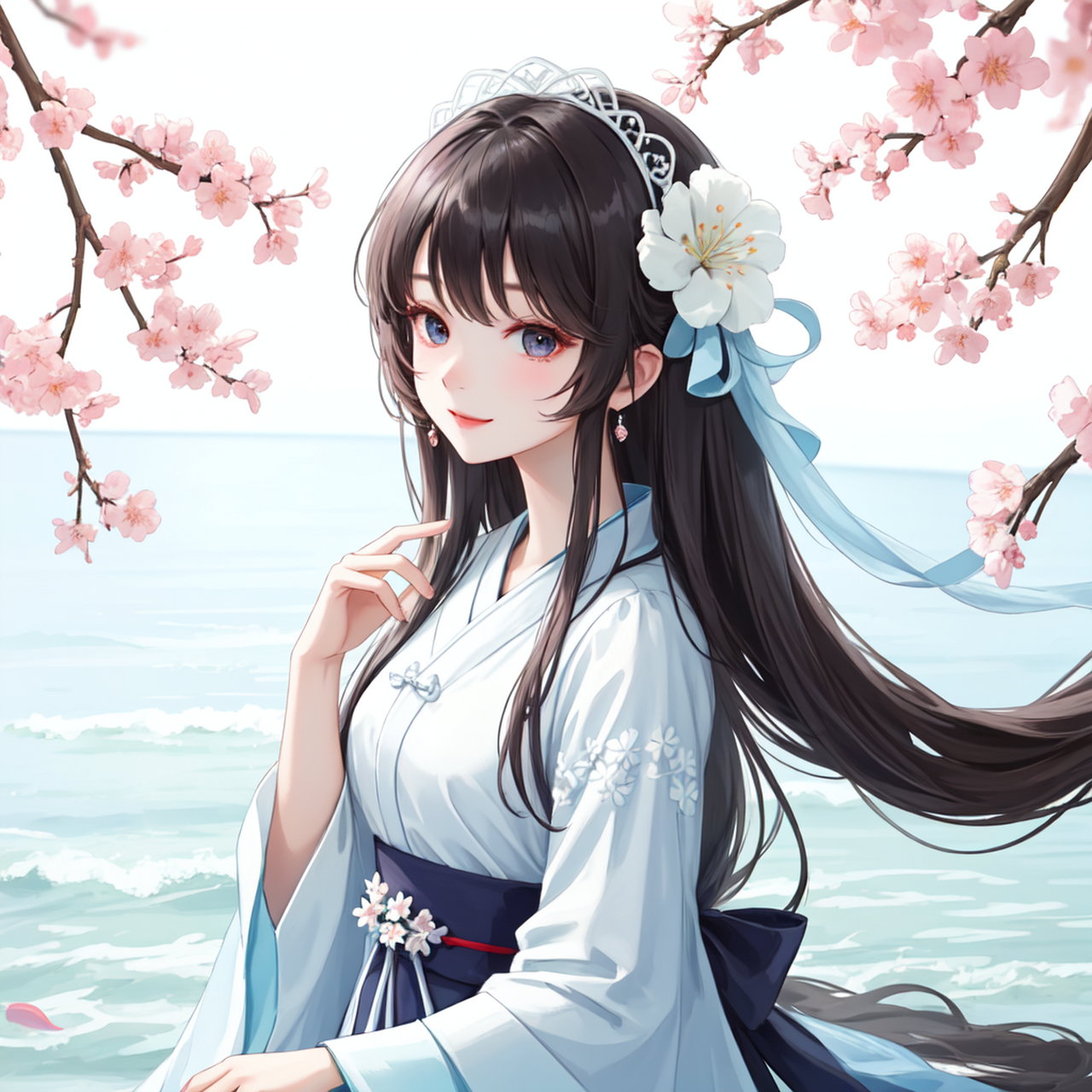 樱花树下 #全民ai创作节# #动漫壁纸