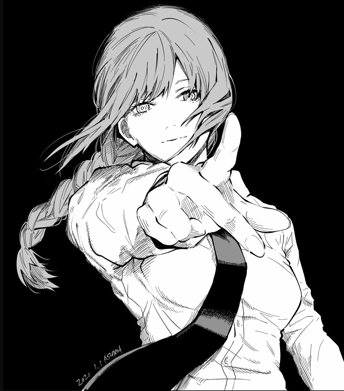 电锯人# 黑白画风的玛奇玛,这也太帅了吧!