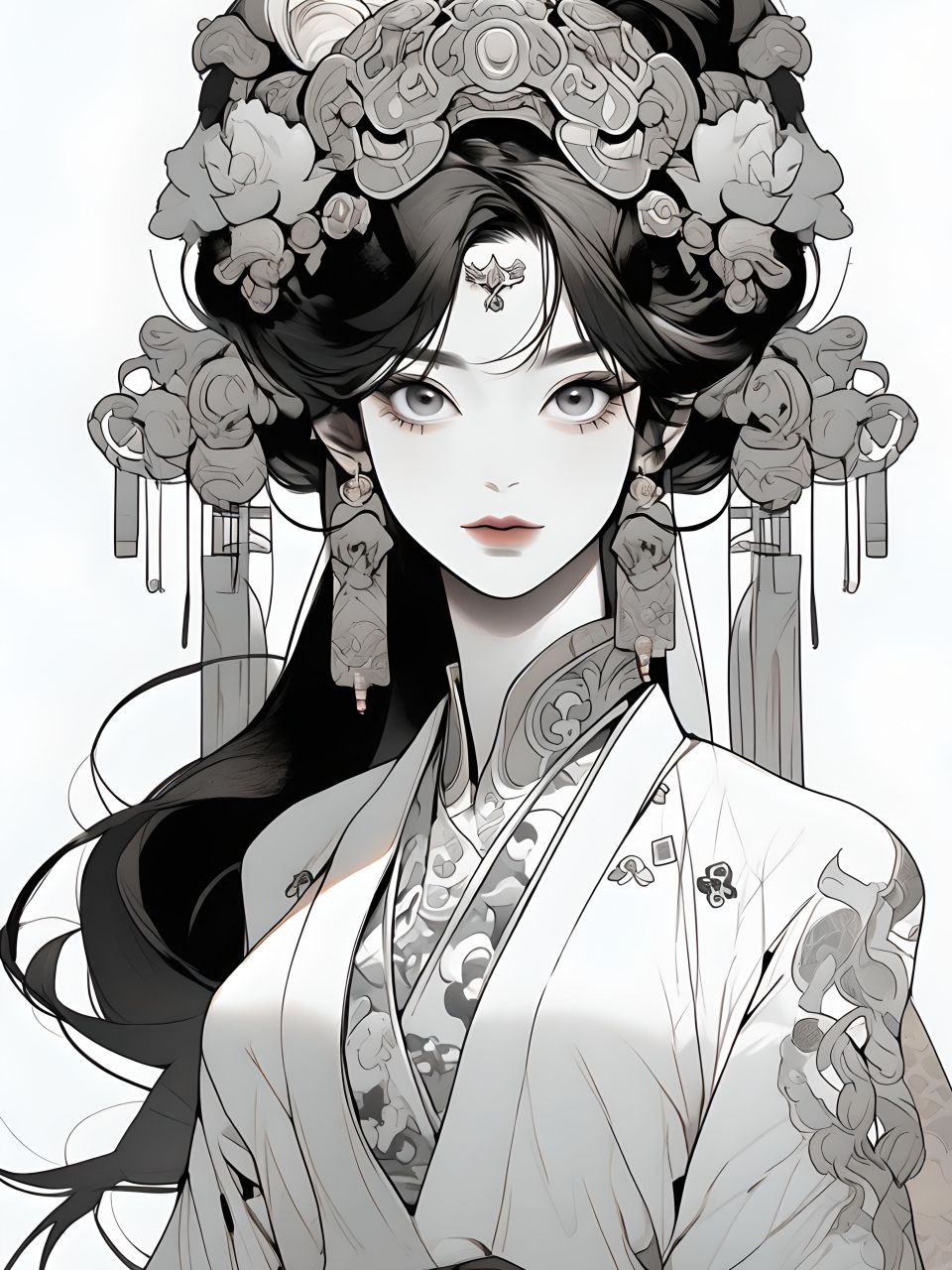 二次元##古风##古风美女##人物线稿##古风插画##图片##动漫头虾和