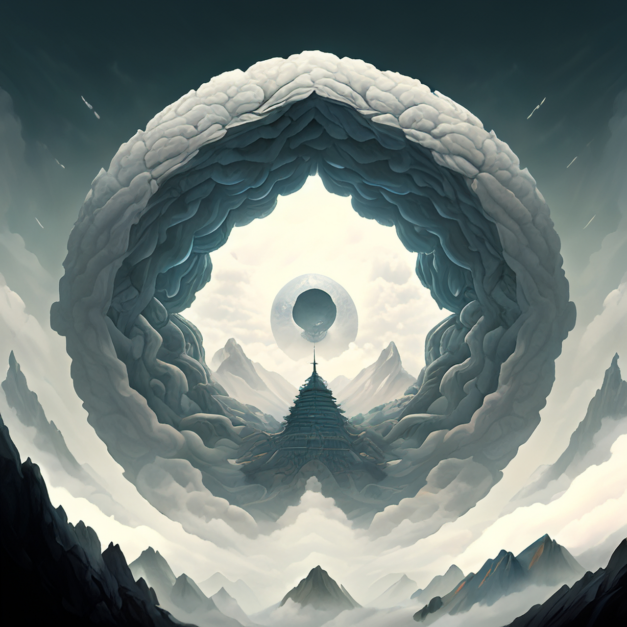 概念艺术,古典美,描绘古诗词,中国风,古风绘画,移轴特效,仰视,林布兰