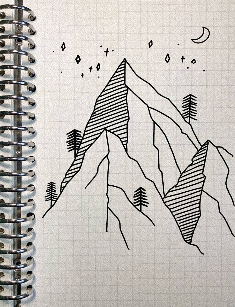 风景简笔画分享(59)山树云(内有过程)