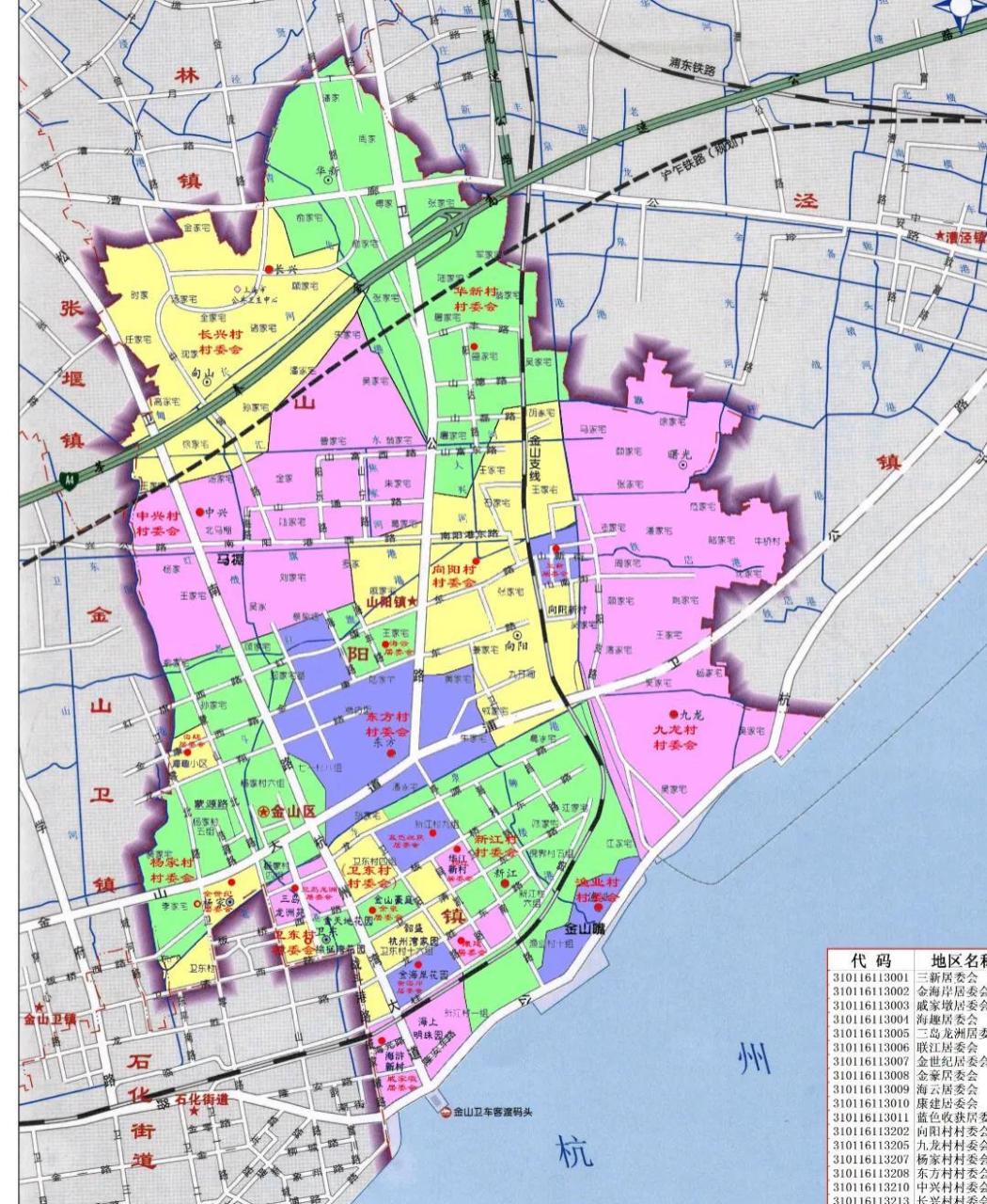 金山区街镇划分地图图片