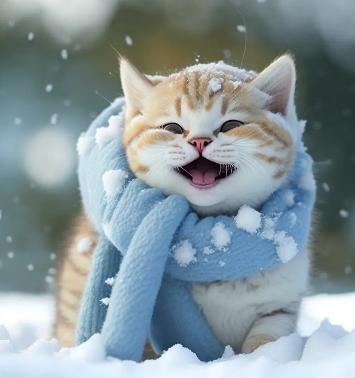 雪中暖男猫咪来暖心啦 可爱的猫当然要艾特可爱的人看啦～ #宠物