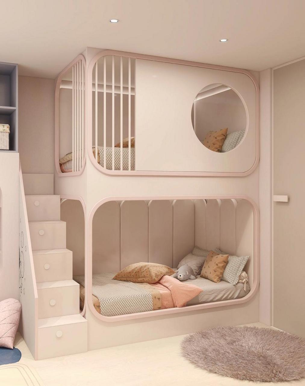 很粉很可爱的女孩房设计.  你喜欢这样的装修吗?喜欢点个赞吧.