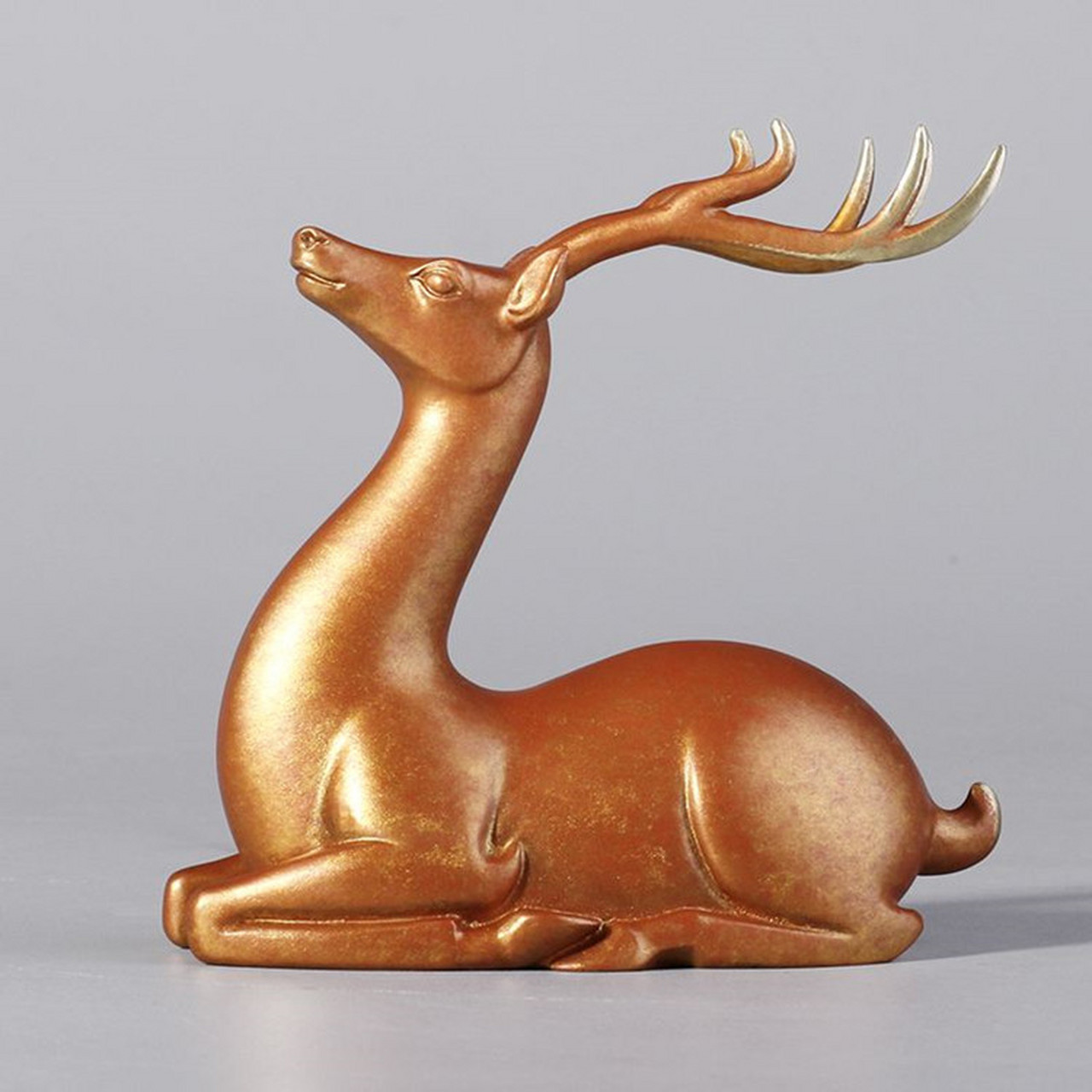 精品彩绘铜鹿摆件 红铜鹿定制 黄铜卧鹿雕塑 铜鹿摆件,一件充满神秘