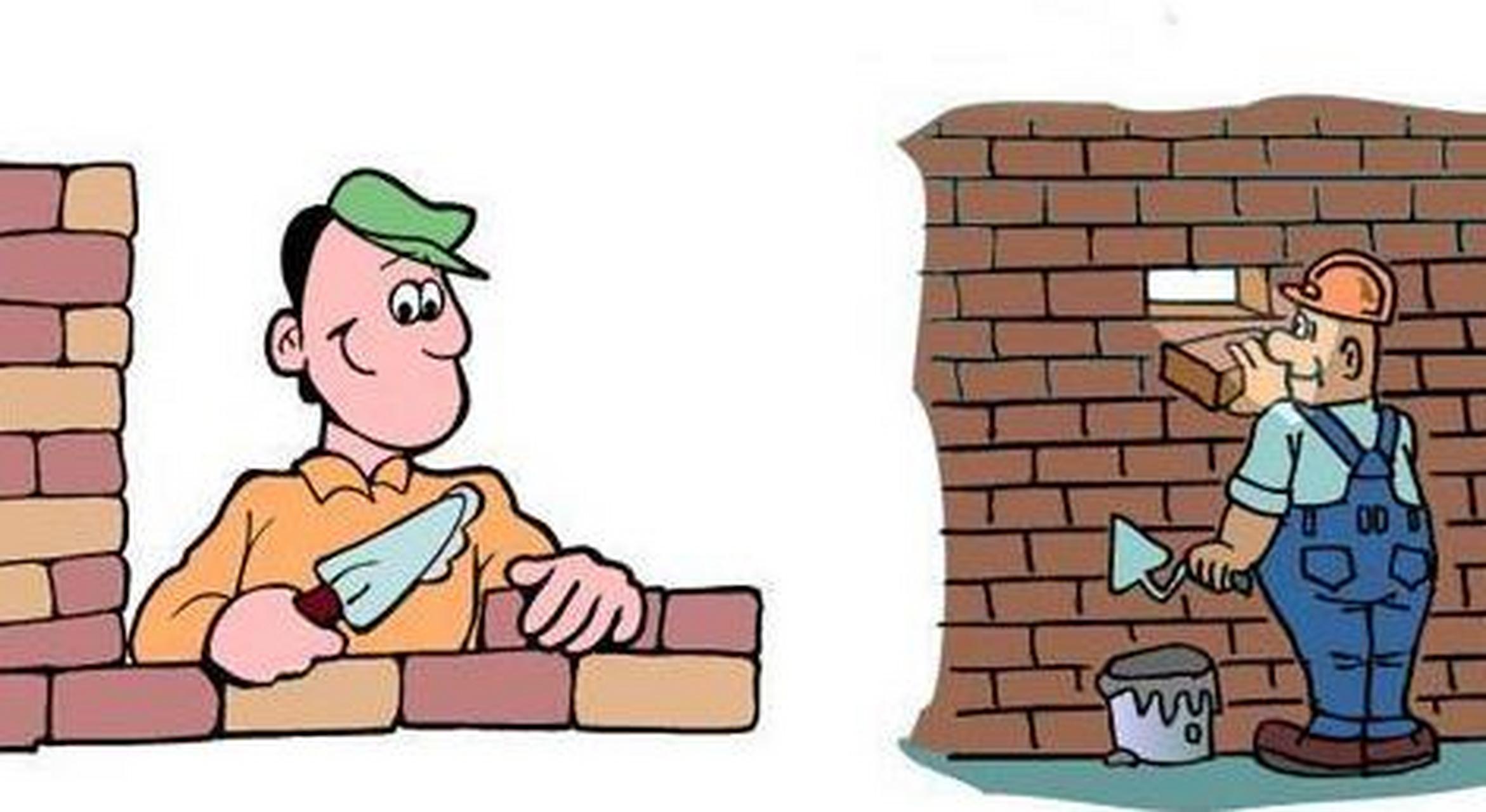 这时,一个路人问他们正在干什么. 第一个瓦匠头也没抬地说"我在和泥.