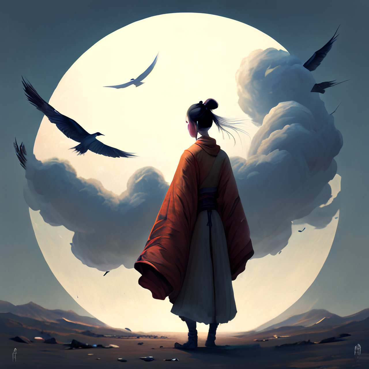 归鸟倦飞云入岫,一瓢堪乐莫回头.虚幻,宁谧,明快#百度ai绘图黑科技