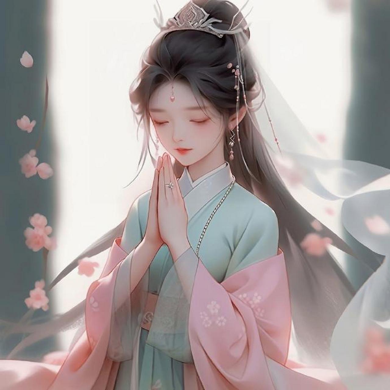 q版古风佛系少女祈福头像. 67#亚运观赛团