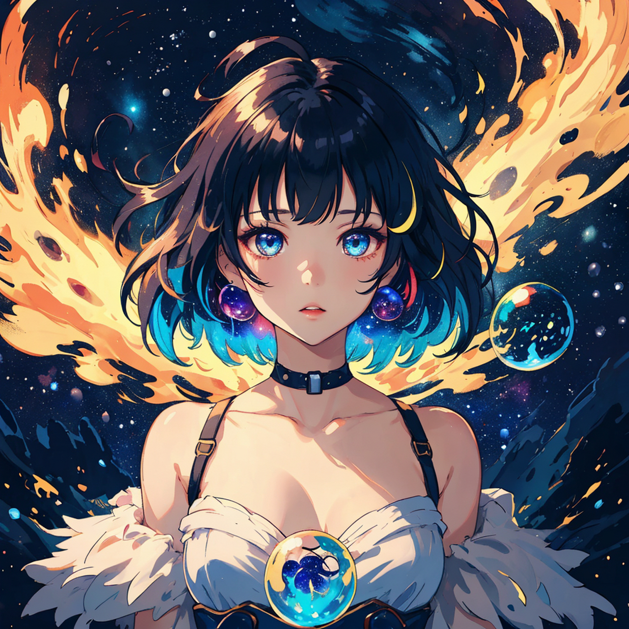 星空之下,她眼中的星辰大海  星空之下,一个女孩独自坐在窗边,她的