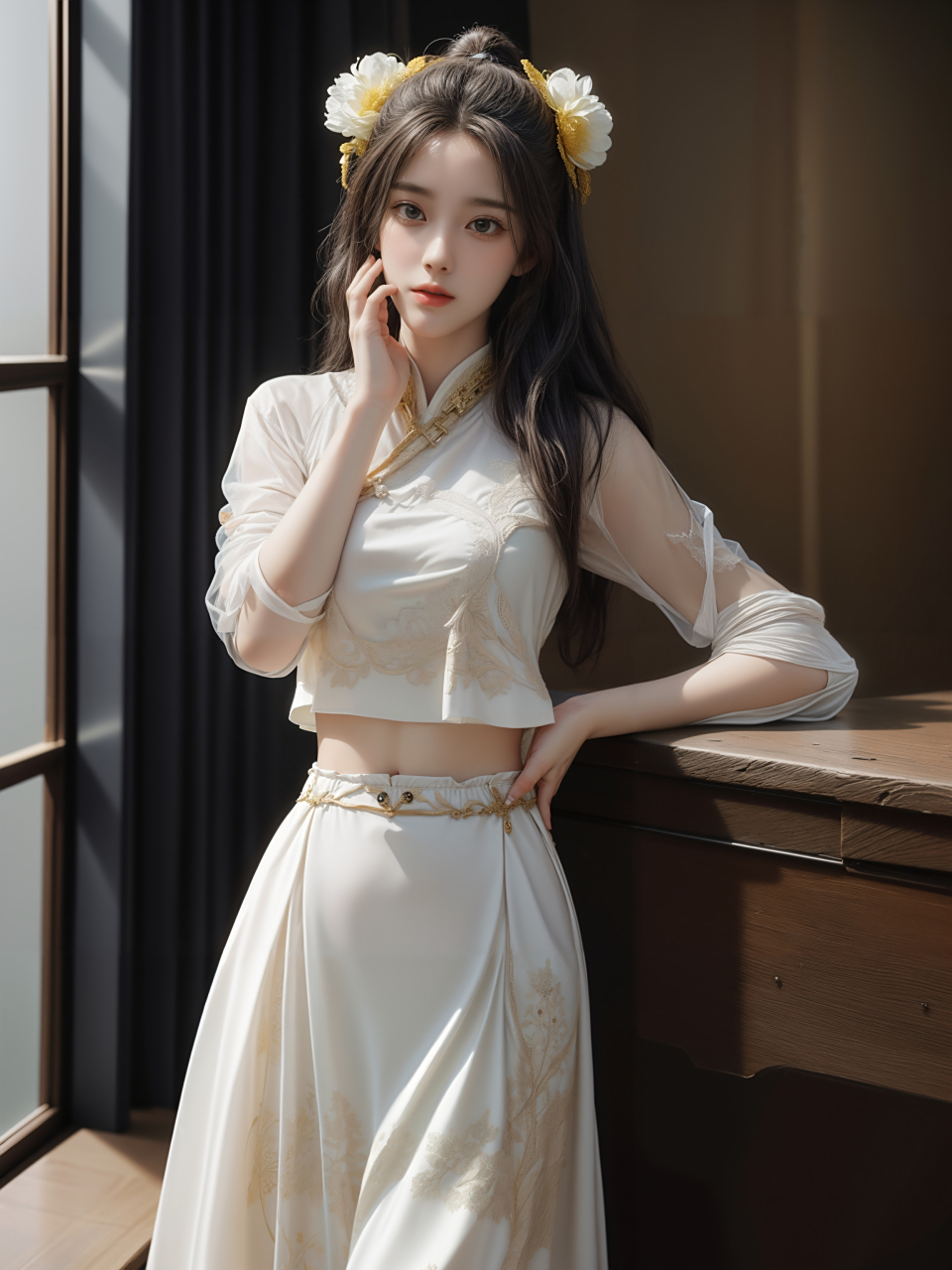 养眼美女# #美女# 每日ai美女秀	汉服小姐姐如同古典画卷中的仙子