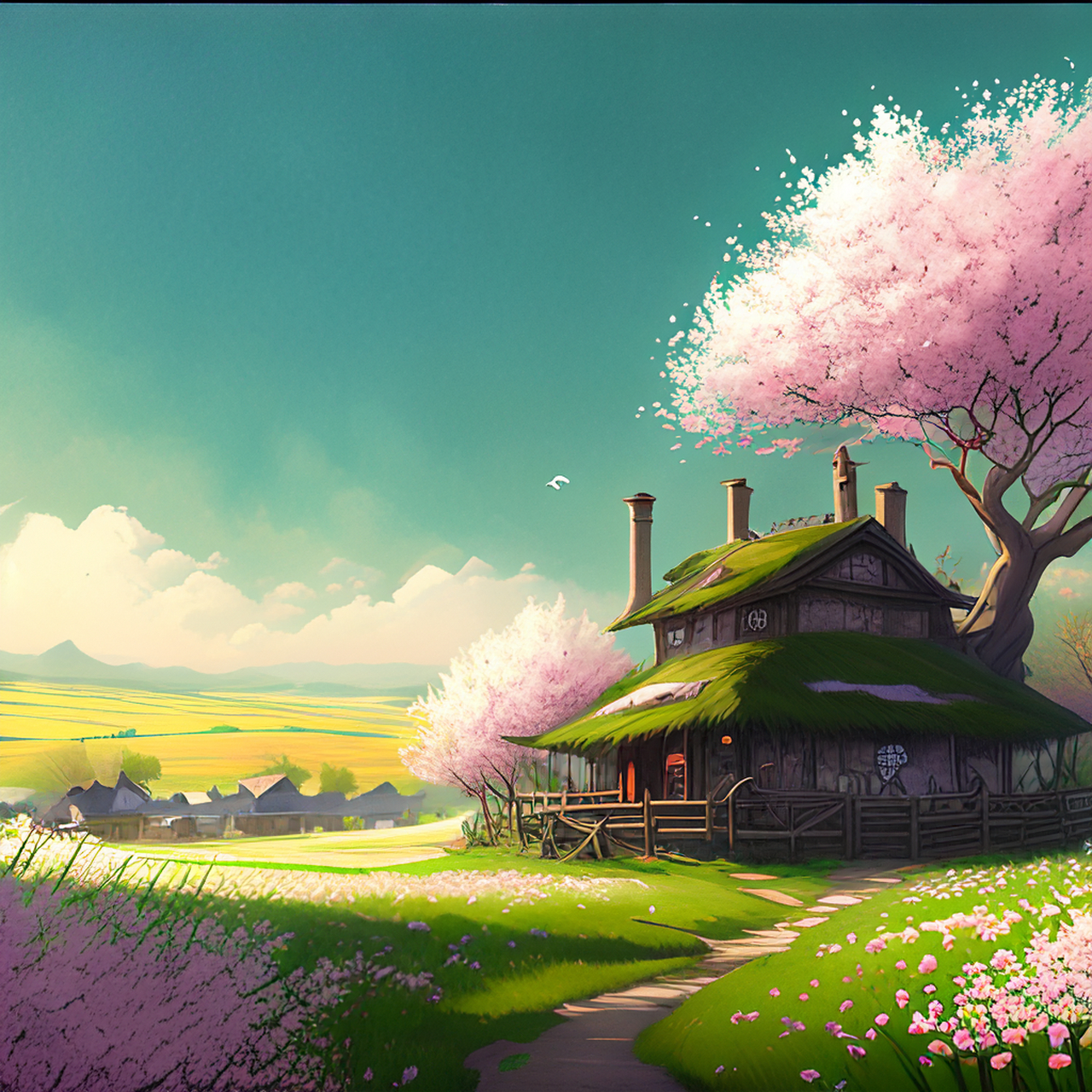 春来非是爱吟诗,诗是田园寄兴时.中国风,优美,淡雅#百度ai绘图黑科技