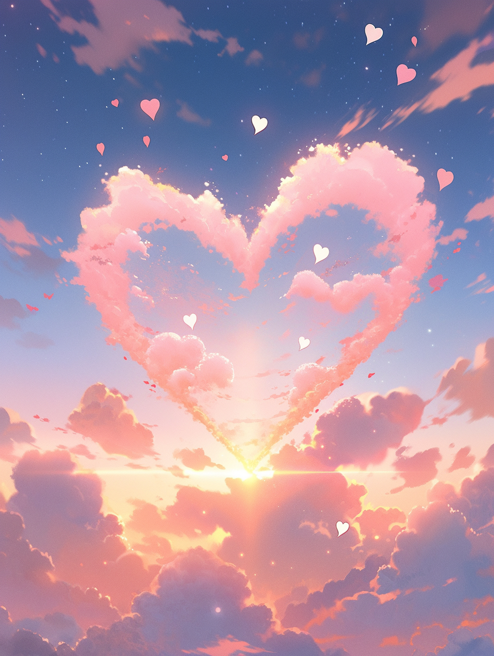 壁纸|这个唯美爱心云也太梦幻了吧~  治愈系唯美手机壁纸,梦幻粉色系