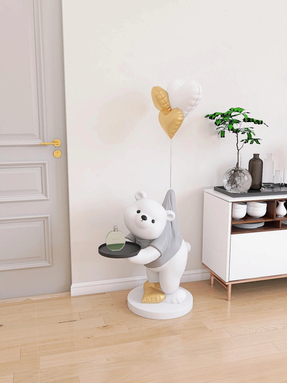 无法抗拒的诱惑:胖乎乎小熊茶几的魅力  胖嘟嘟的小熊熊,带着气球94