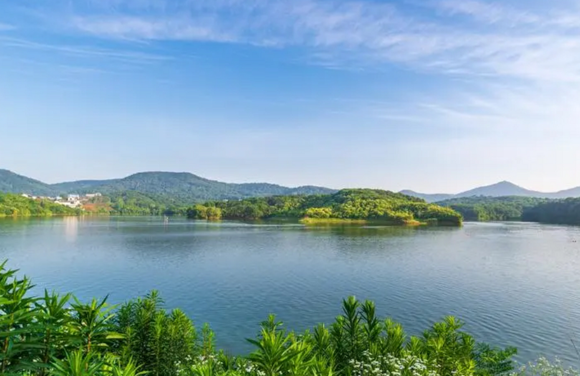 佛手湖郊野公园位于浦口区珍珠街,湖泊,草坪,树林,阶梯,在这里玩一