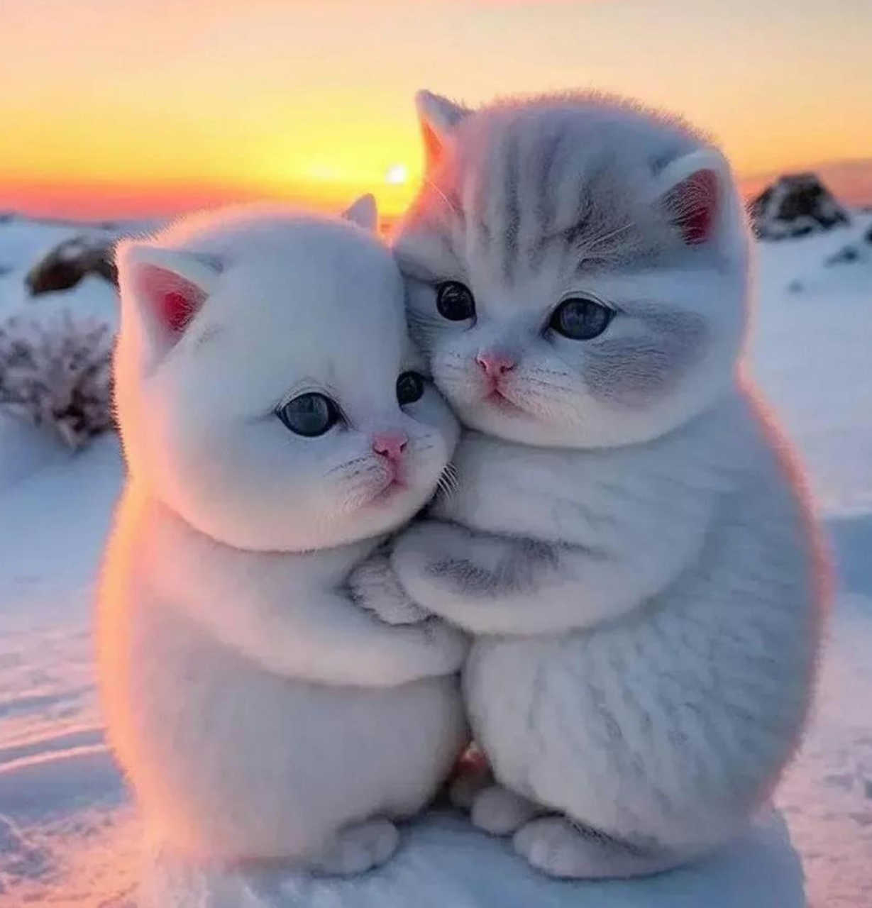 哇噻,萌萌的真的是太可爱了,它们居然还会抱抱