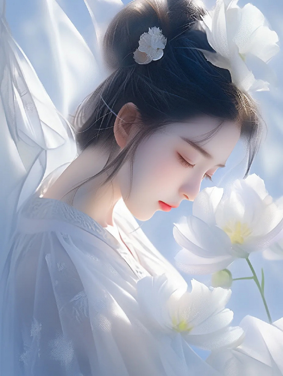 清冷色系白衣仙子头像 676767 #古风插画